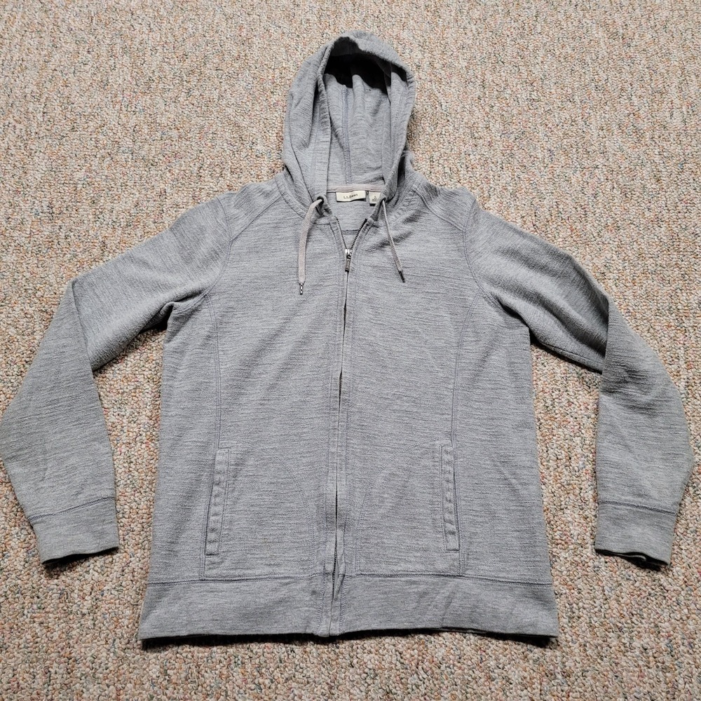 LL Bean‎ Sweatshirt Womens Small Grey Full Zip Front Hoodie Outdoor Casual